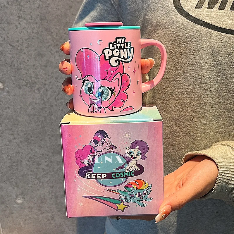 300ml My Little Pony Insulated Mug Stainless Steel Cartoon Handle Cup Household Water Cup with Cover Girls Office Cups Bottles