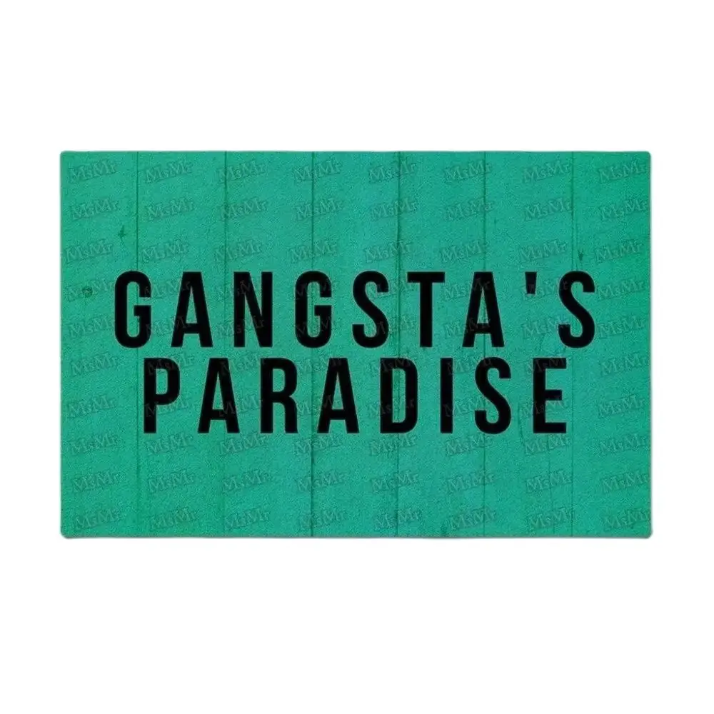 

Funny Doormat Gangsta's Paradise Porch Patio Front Floor Christmas Halloween Holiday Rug Decor Home Door Mat