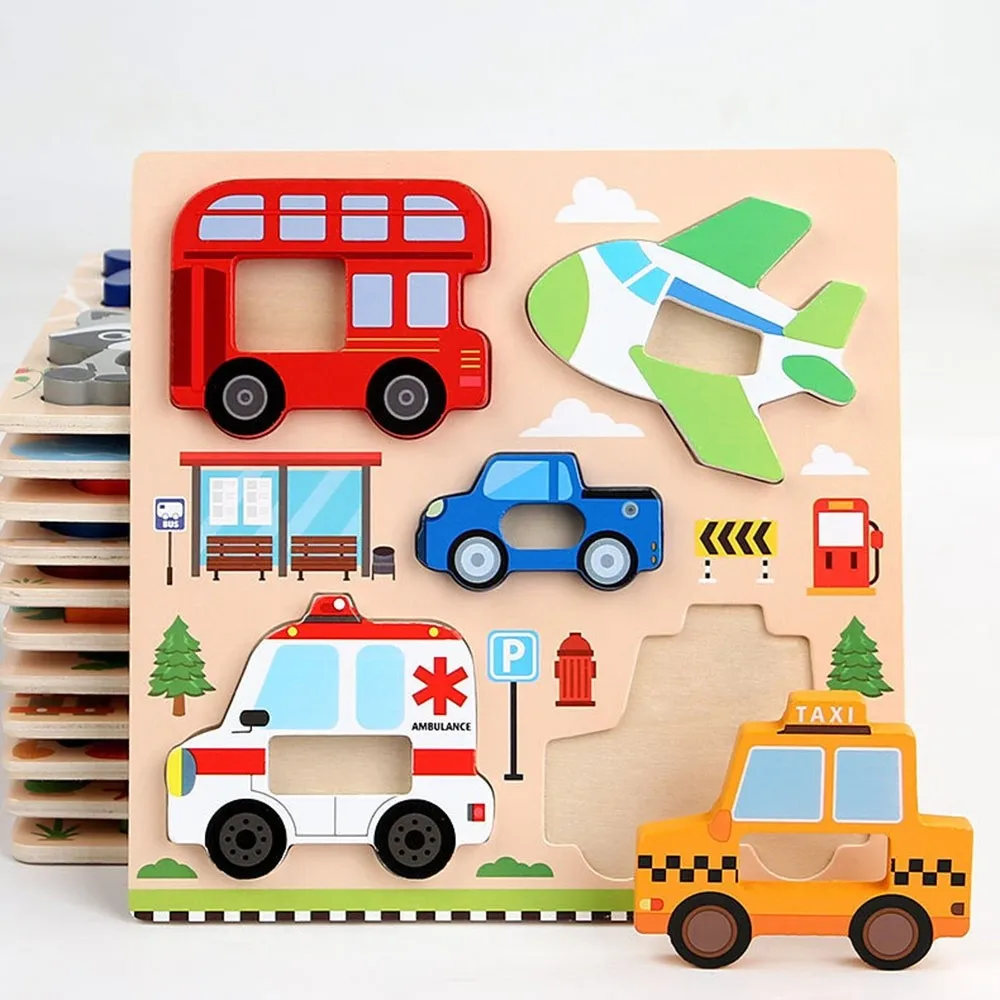 

High Quality 3D Wooden Puzzles Safe Cute Animal Series Intelligence Puzzle Portable Animals Cognitive Jigsaw Puzzle Children