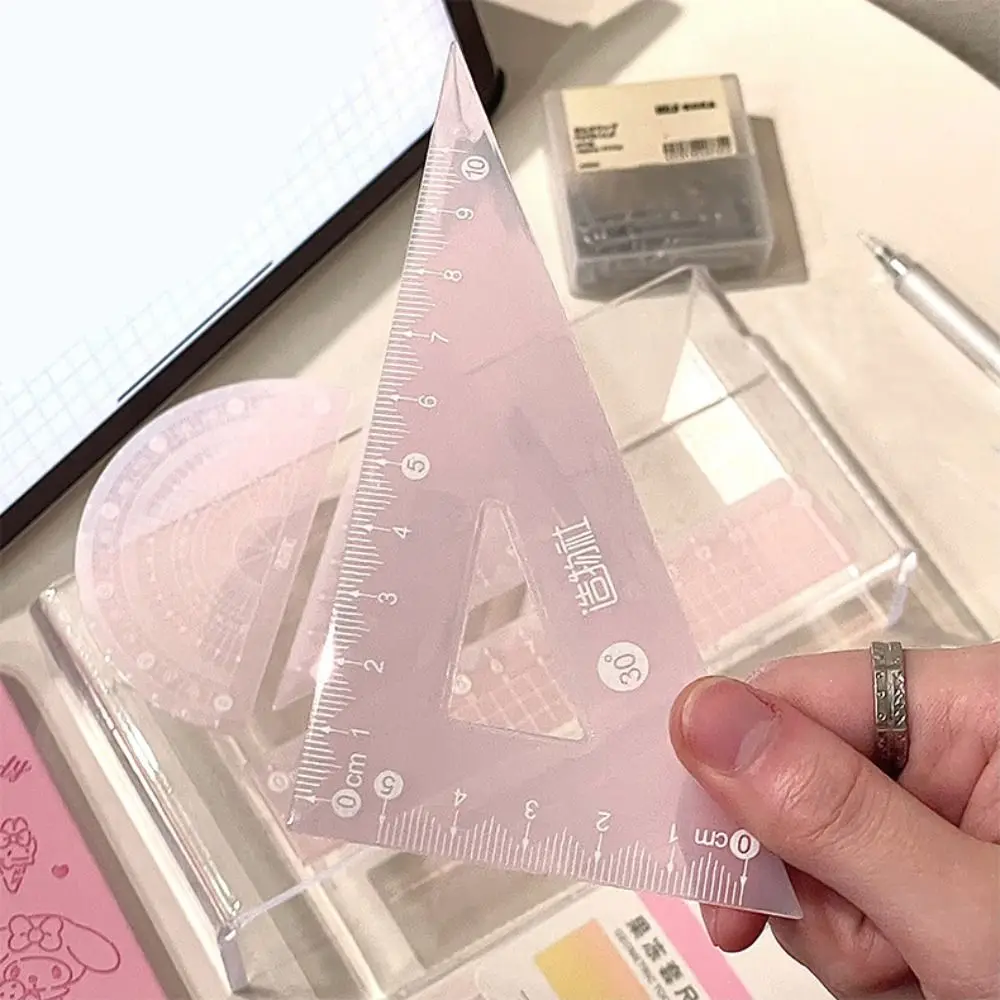 4PCS/Set Multifunctional 15/20CM Jelly Ruler Set Transparent Measuring Stationery Set Square Thickened Protractor Student Gift