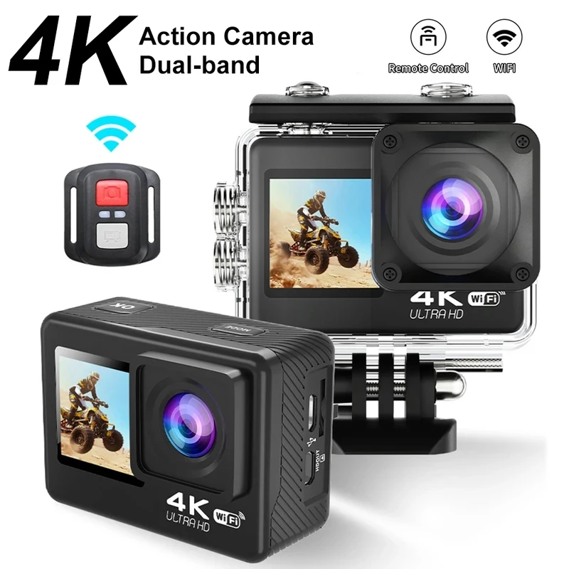 

Regaton Action Camera 4K 30FPS 24MP WiFi 170° Wide Angle Len Dual Screen Display Video Camera 30M Underwater Waterproof Camera
