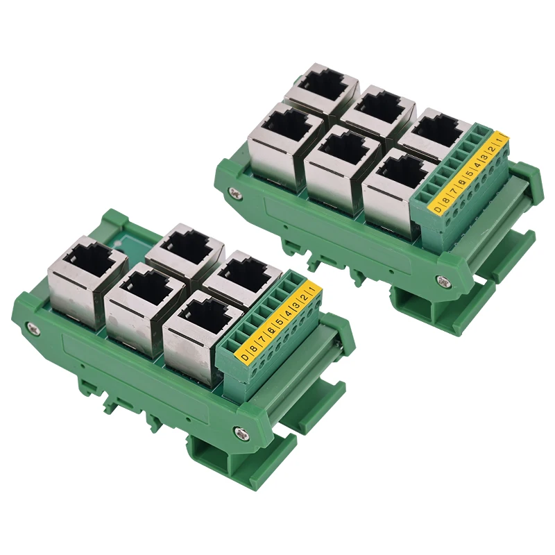 Porta Ethernet RJ45 a morsettiera, terminale di cablaggio a 8 pin, testa di cristallo a hub splitter 485, 23456 fori