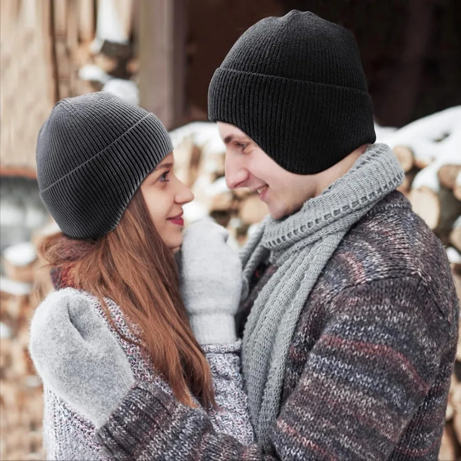 Topi Musim Dingin Pria Wanita untuk Lari Bersepeda dengan Penutup Telinga, Topi Rajut Termal Hangat Anti Angin dan Anti Dingin