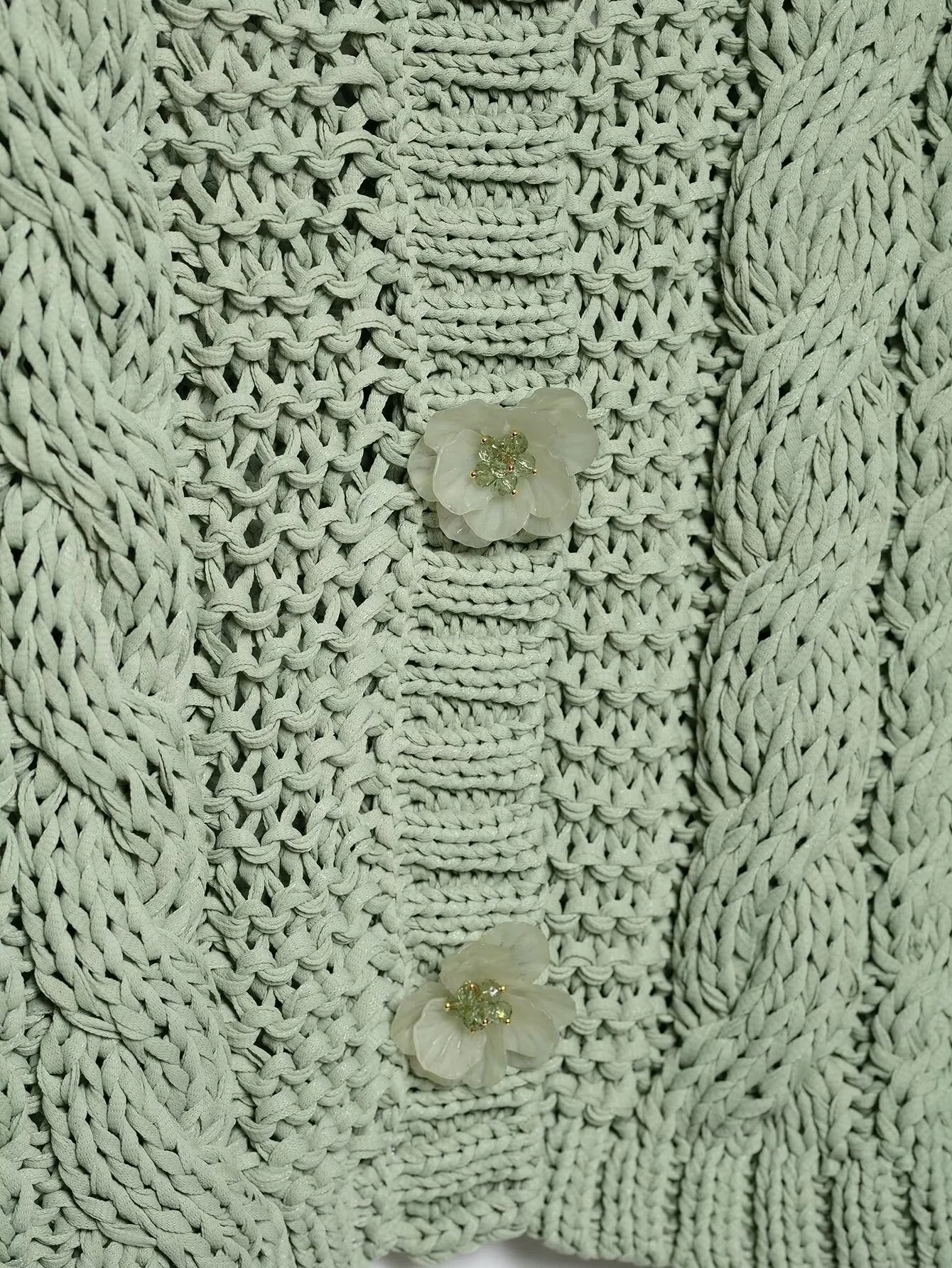 2025 Spring New Product Women's Light Spring Series Flower Long Sleeve Round Neck Knitted Jacket