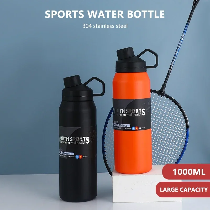 1000Ml Portable Double Stainless Steel Vacuum Flask Water Coffee Tea Thermos Sport Travel Mug 1 Liter Large Capacity Thermocup