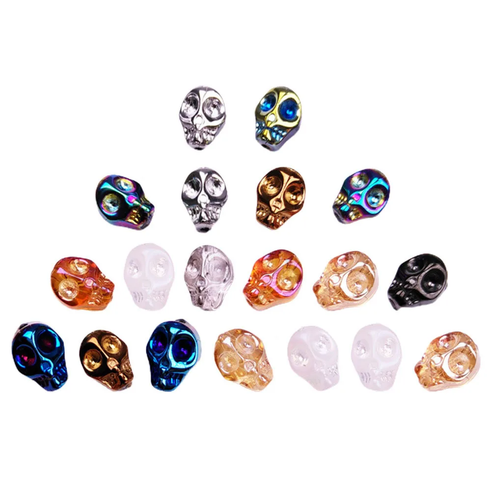 

50Pcs Crystal Glass Skull Loose Beads DIY Accessories Jewelry Making Charms Spacer Beads for Bracelets Necklaces