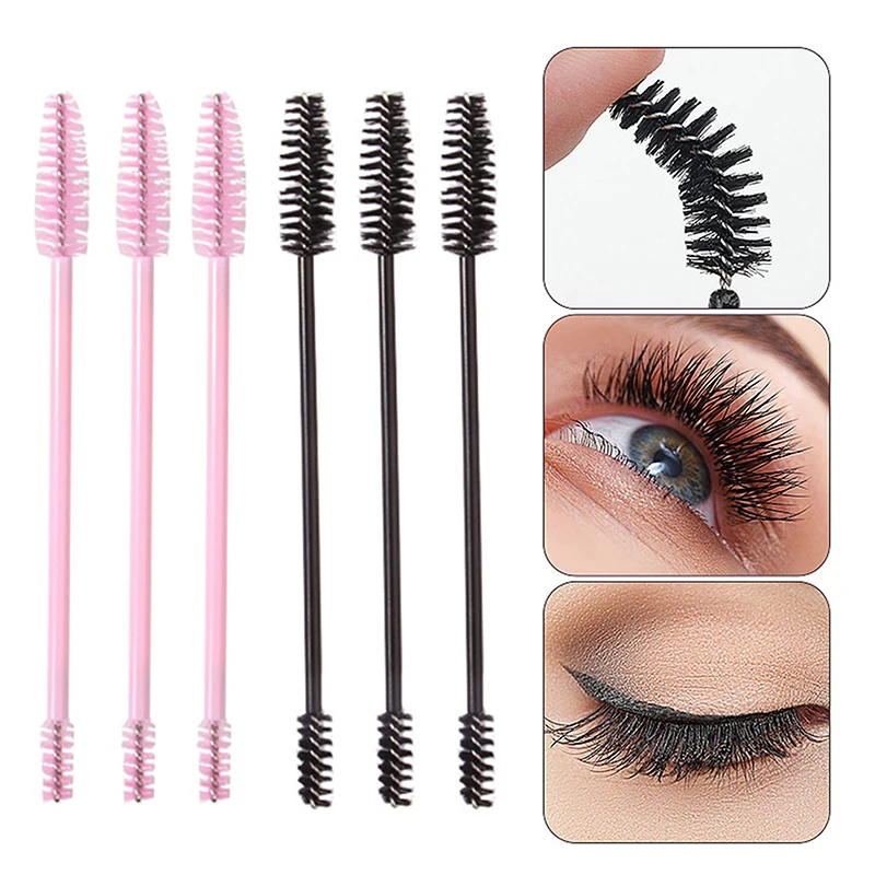 Double-Ended แต่งหน้าแปรงขนตาแปรงขนตาแบบใช้แล้วทิ้งพลาสติก Mascara Wand Applicator Lashes เครื่องมือขยาย
