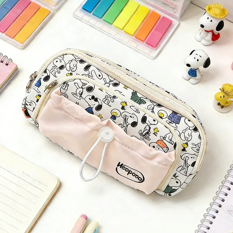 Estojo de Lápis Snoopy Kawaii, Bolsa de Canetas de Grande Capacidade, Bolsa de Material Escolar, Bolsa de Armazenamento de Material Escolar, Presentes para Meninos e Meninas para o Novo Ano Letivo