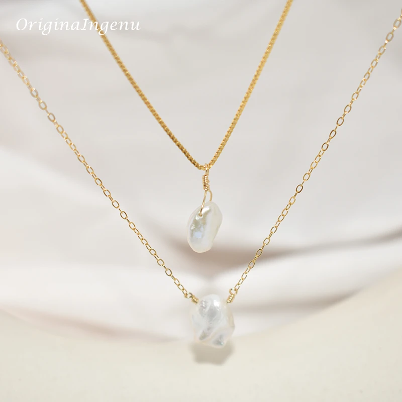Natural Baroque Pearl Necklace Handmade Jewelry Gold Filled Choker  Pendants Femme Kolye Collares Boho Necklace For Women