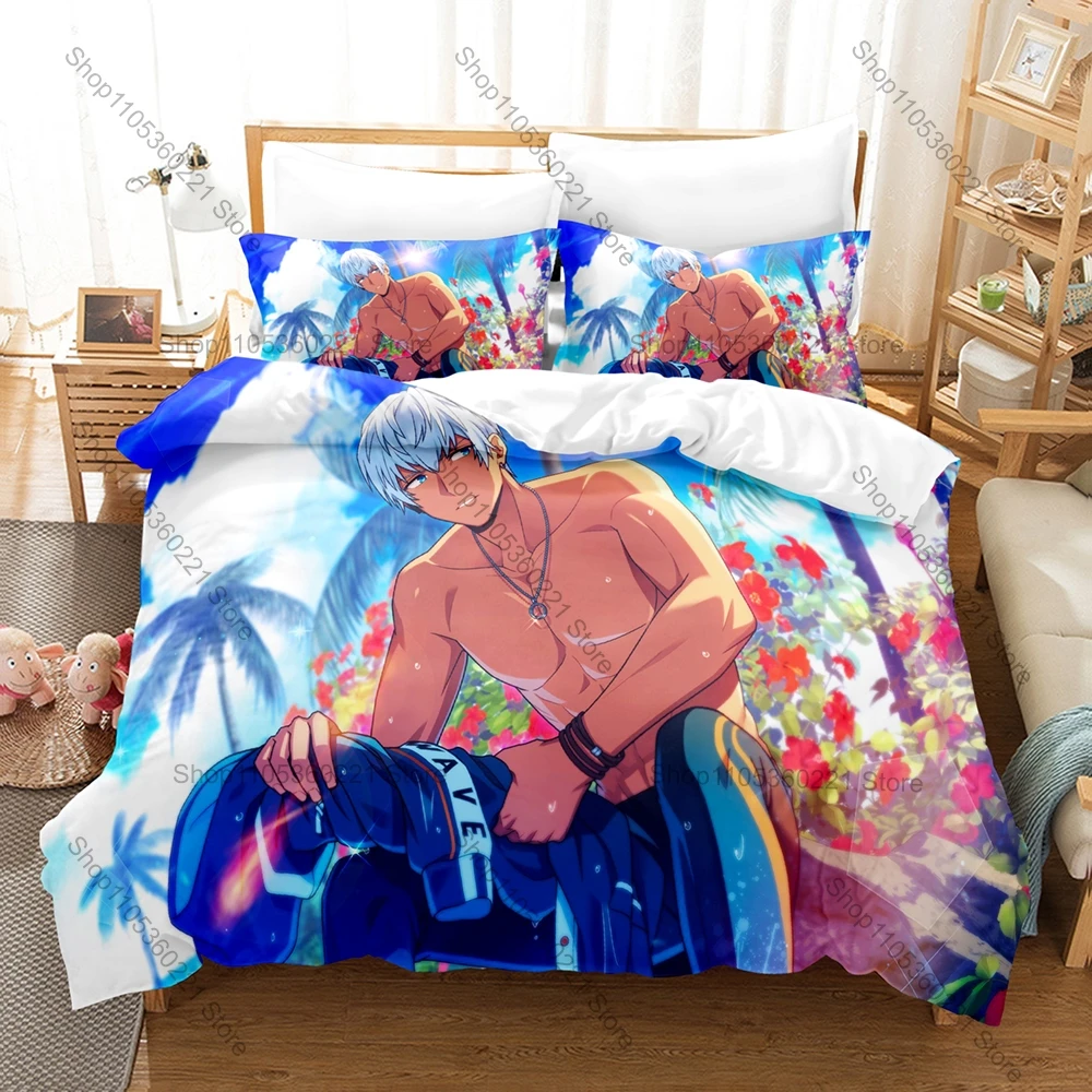 Helios R Otori Akira Flame Power White Uniform Modern Skyscraper Squad Hero Anime Duvet Cover + 2 Pillowcases Mobile Game