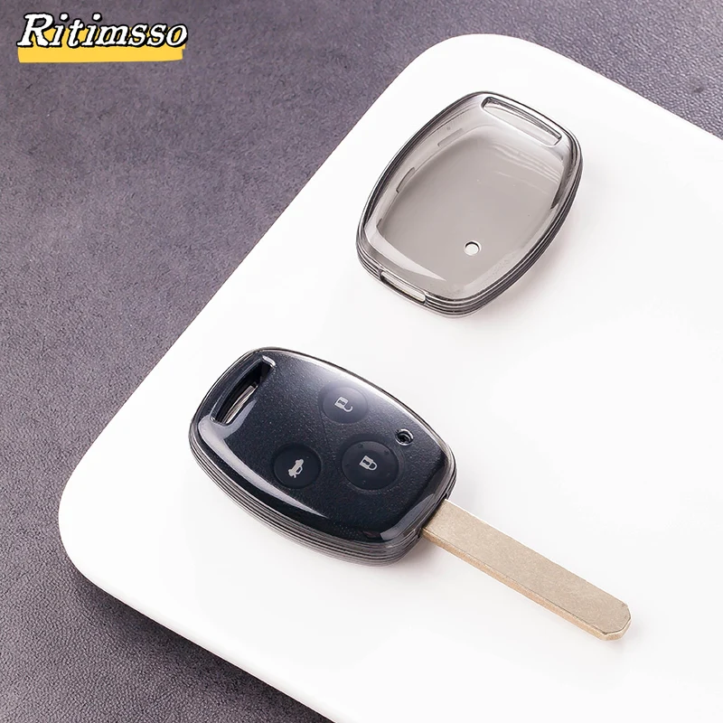 Key Fob Cover with Keyring for Honda 2003-2012 Accord 2006-2013 Civic 2005-2006 CR-V Pilot Fit Odyssey Ridgeline Smart Key