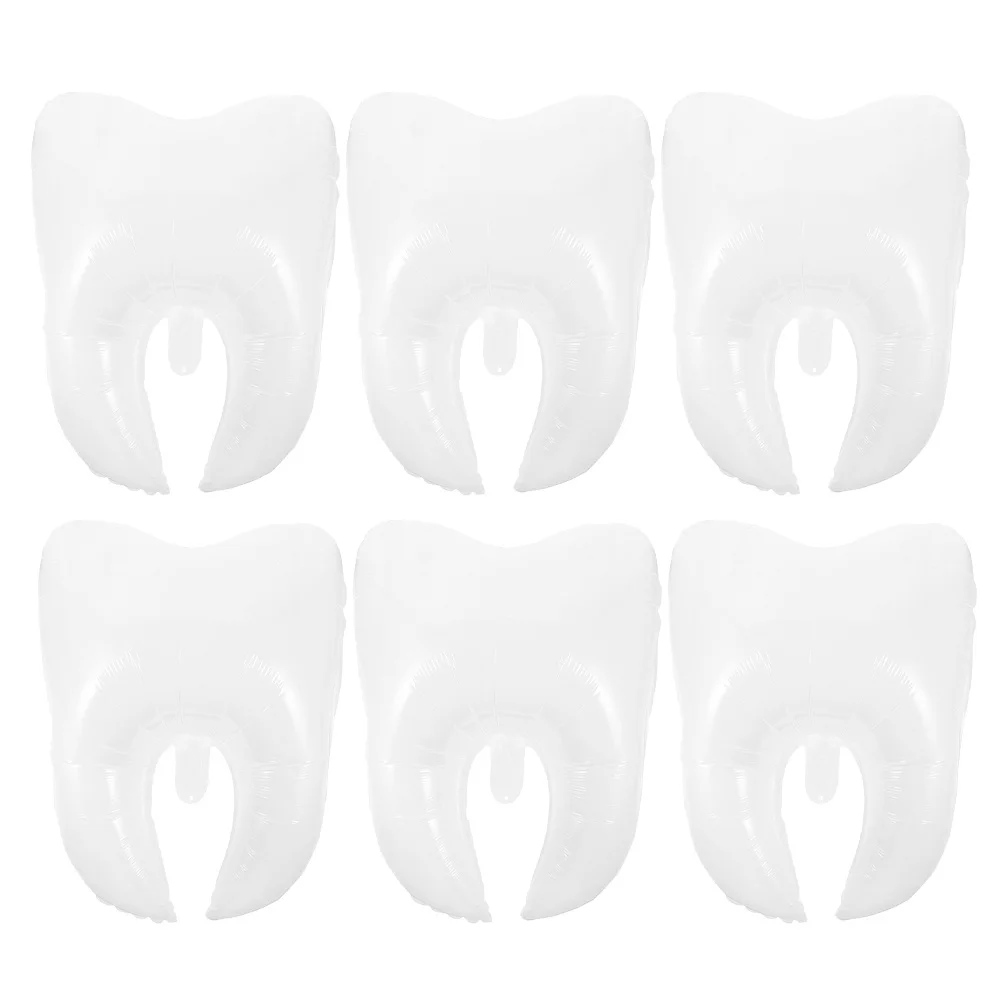 

6Pcs Tooth Party Balloons Inflatable Pe Material Lightweight Birthday Decoration Shower Festival Scene Props