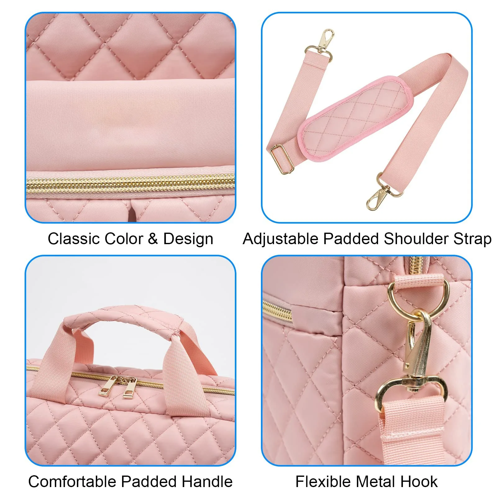 Nesitu A4 أسود وردي تنفيذي 14 15.6 بوصة كمبيوتر محمول الرجال النساء حقيبة محفظة الأعمال حقيبة يد الكتف حقيبة ساعي M31113