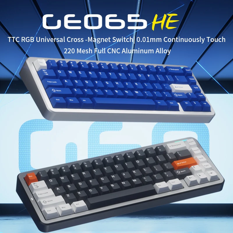 FL·ESPORTS GEO65HE Mechanical Keyboard TTC RGB Magnetic King Switch CNC Aluminum Alloy Gaming Keyboard for PC Laptop Hot Swap