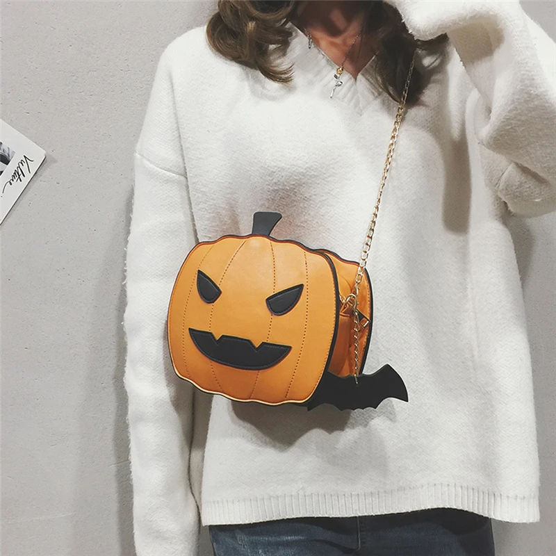 Bandolera de mensajero con forma de calabaza para Halloween, bolso de hombro con forma de demonio, cartera informal de dibujos animados, novedad de 2022