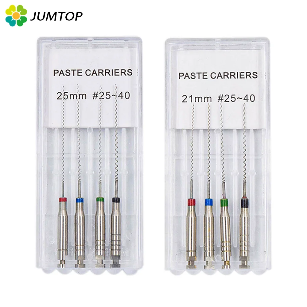 

4pcs/Box JUMTOP 21/25mm 25#-40# Dental Rotary Paste Carriers Spiral Filler Lentulo Assorted Engine Filling Paste Dentistry Tool