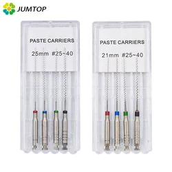 4pcs/Box JUMTOP 21/25mm 25#-40# Dental Rotary Paste Carriers Spiral Filler Lentulo Assorted Engine Filling Paste Dentistry Tool