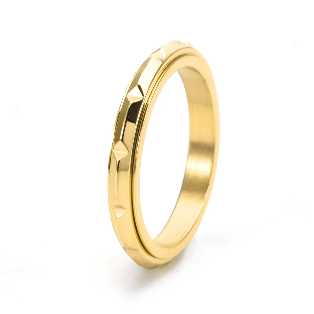 3MM Ultra Thin Rose Gold Titanium Steel Rotating Bamboo Knot Ring for Women Minimalist Jewelry Hypoallergenic Wedding Gift