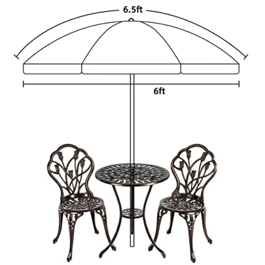 Patio Umbrella, 6.5 Feet Outdoor Table Umbrella with Tilt Steel Pole, UPF50+ Protection, Great for Outdoor Garden Backyard