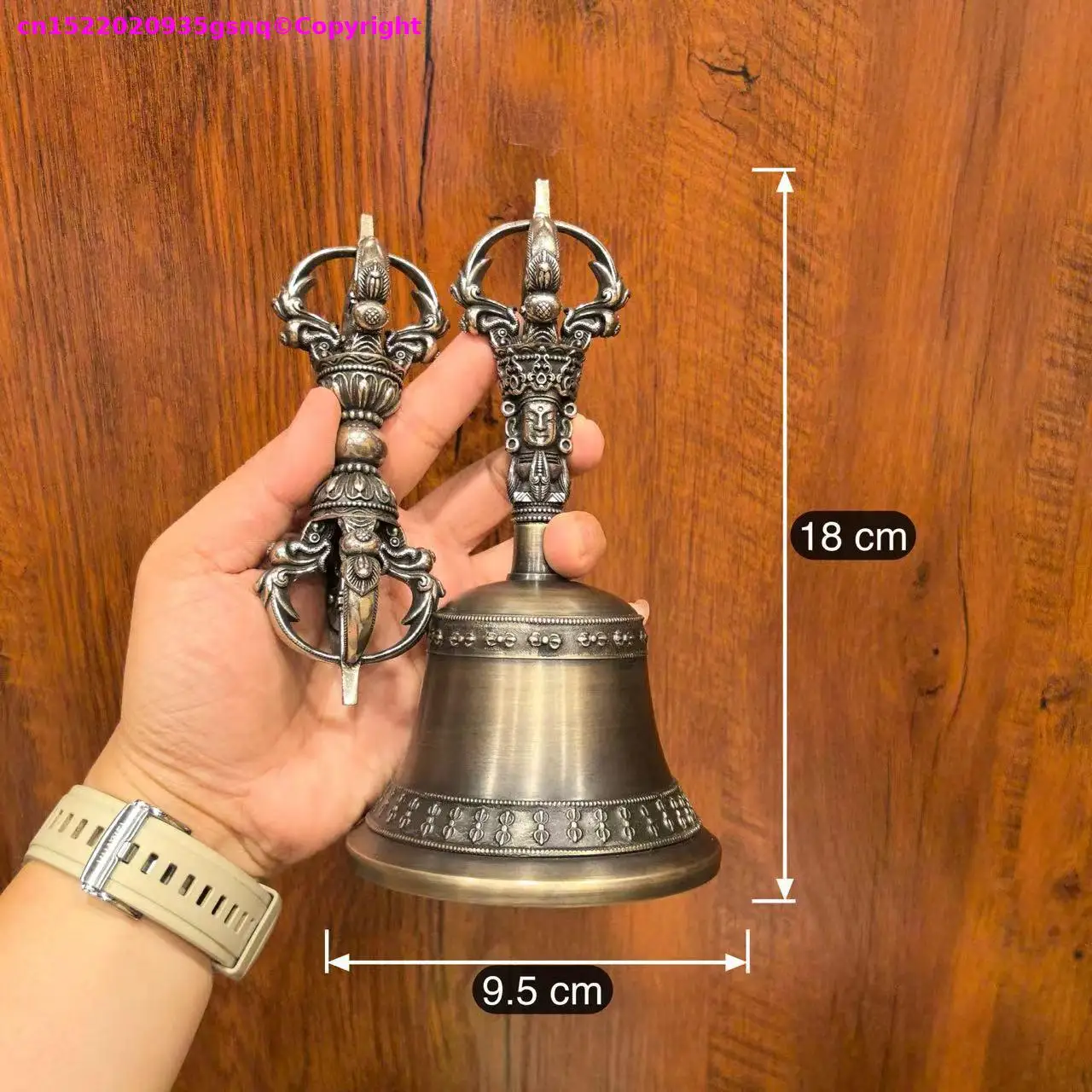 A set # Copper Nepal vajra +bell Master monk Buddhist Supplies Buddhist Tantric Artifacts ritual implements Subduing demons