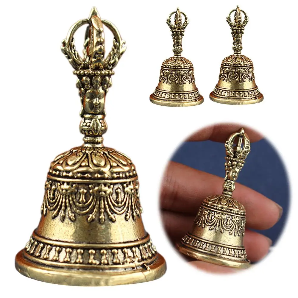 Tibetan Style Brass Bell Hand Call Bell For Dinner Wedding Classroom Tibetan Meditation, Gift For Bedridden, Mom,Seniors,Teacher