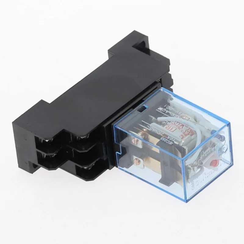 10set 12V 24V DC 110V 220V 380V AC Coil Power Relay LY2NJ DPDT 8 Pin HH62P JQX-13F With Socket Base OK