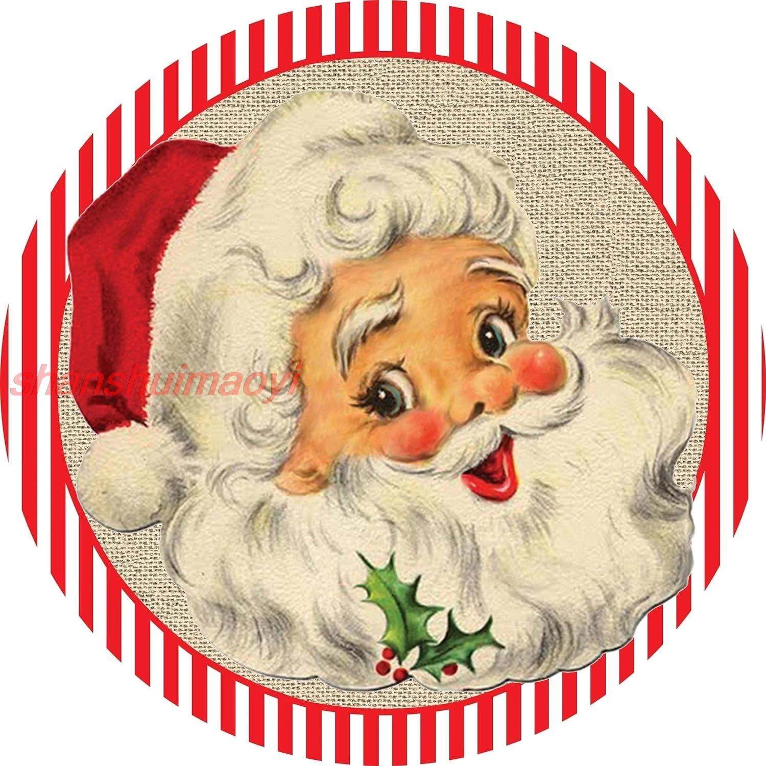 shan tal Tin Sign Rustic Wall Decor Wall Plaque Vintage Christmas Santa Wreath Sign, Christmas Metal Wreath Sign,for Plaq 1pc