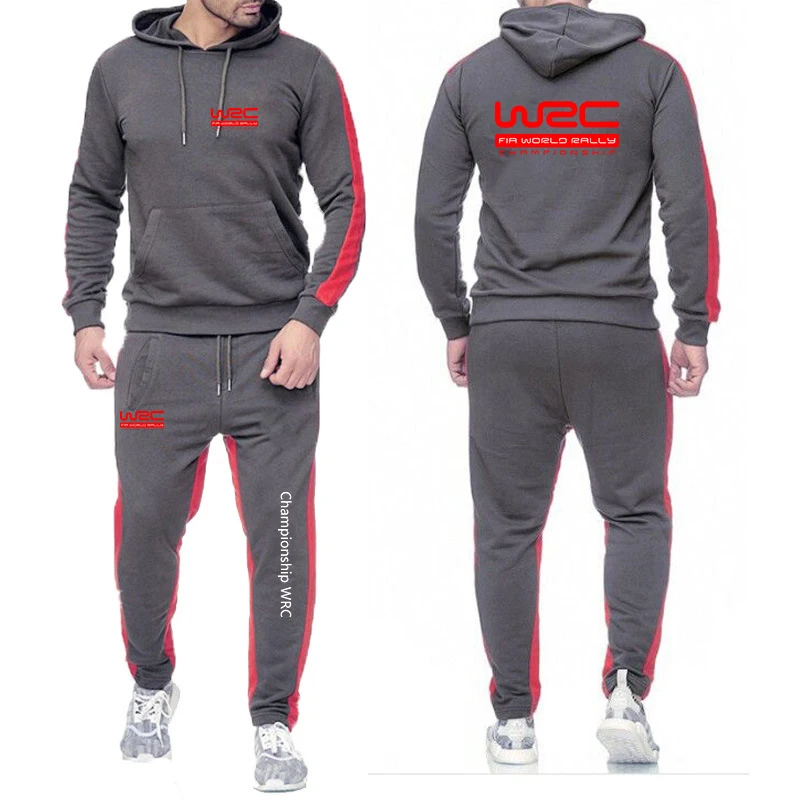 2024 World Rally Championship WRC New Men Solid Color Hooded Spring Warm Hoodie Casual Long-Sleeved Pants Two-piece Suit