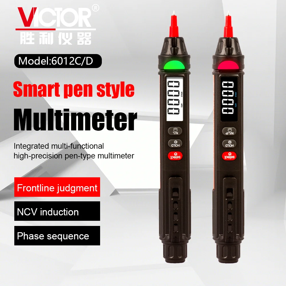 

VICTOR 6012C/6012D Smart Pen-type Multimeter 5999 Integrated Multi-functional High-precision NCV T-RMS Phase Sequence Tester