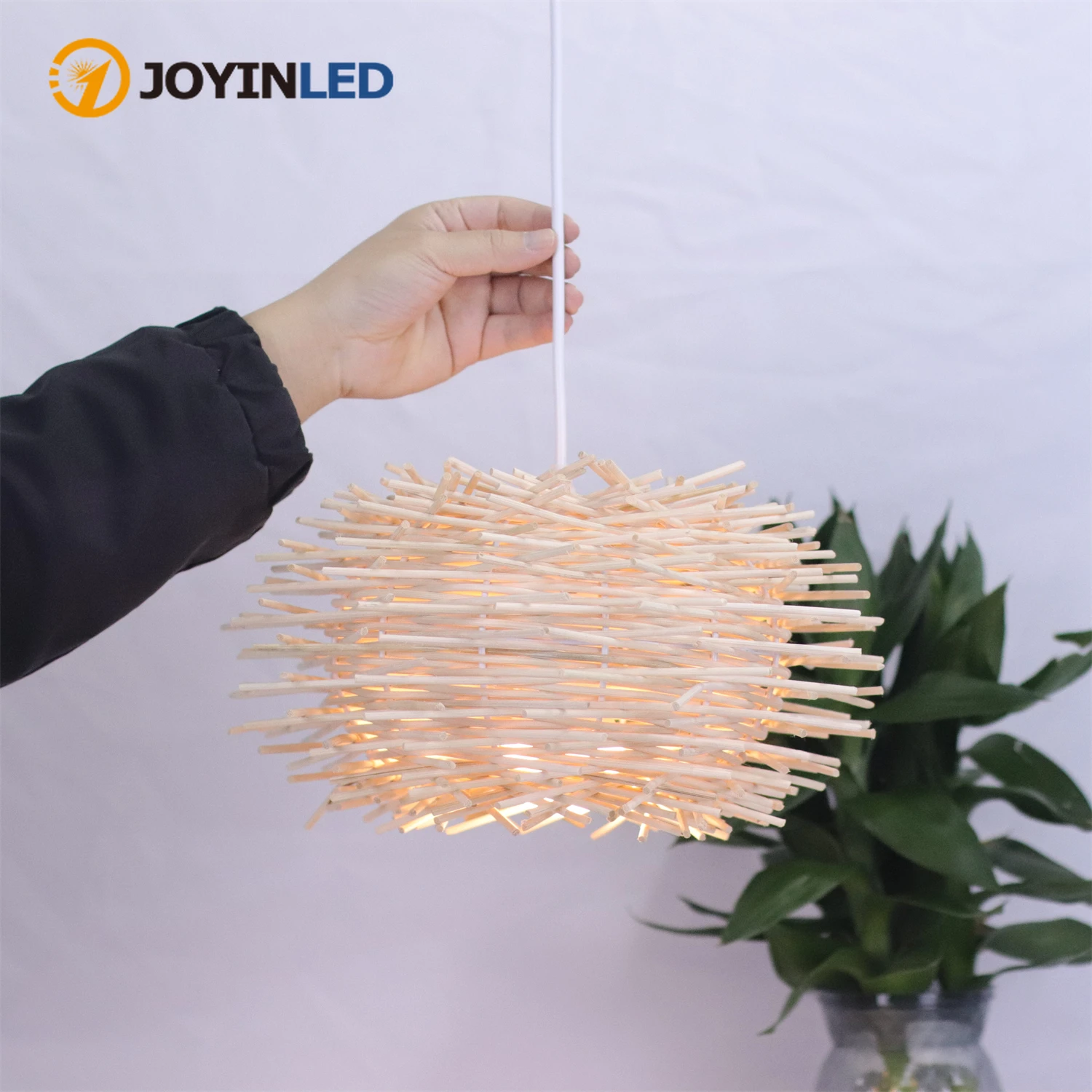 

Подвесной светильник JOYINLED ручной работы в китайском стиле, в форме птичьего гнезда, для чайной комнаты, отеля, домашнего декора, ротанговая люстра