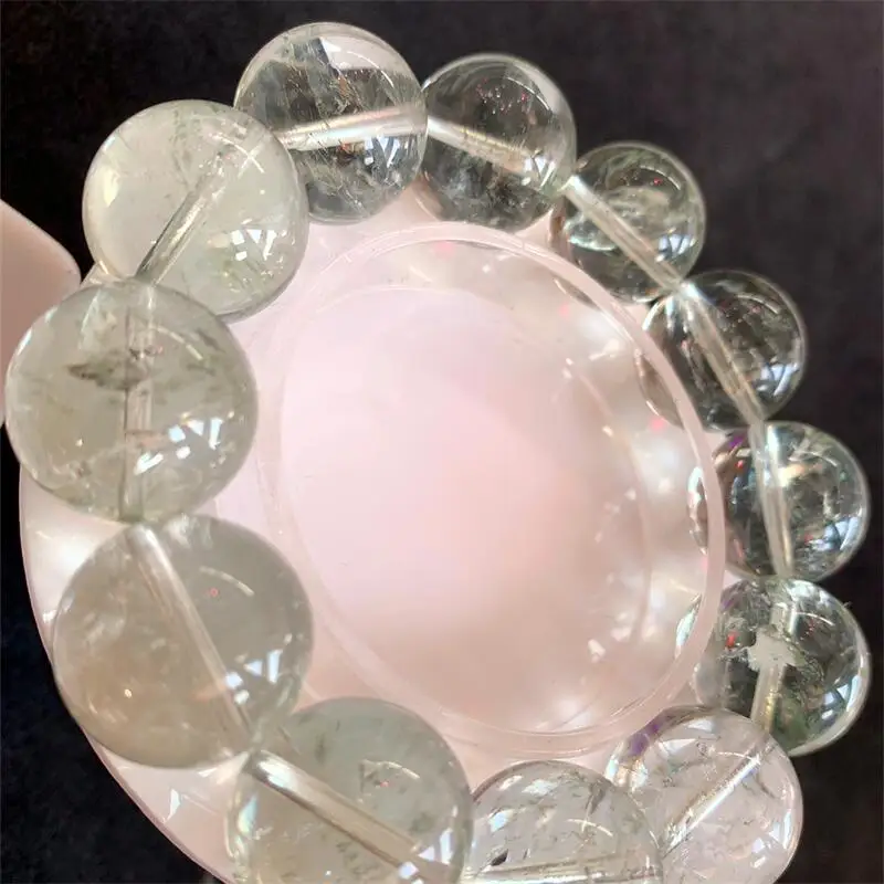 17MM Natural Green Quartz Bracelet Handmade Stretch Rope Bracelet Luxury Jewelry Energy Healing Gift 1PCS