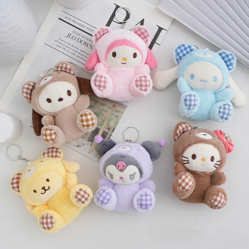 New  Anime Kuromi My Melody Cinnamoroll Hellokitty Keychain Kawaii Plush Doll Pendant Cute Cartoon Bag Car Accessories Gifts