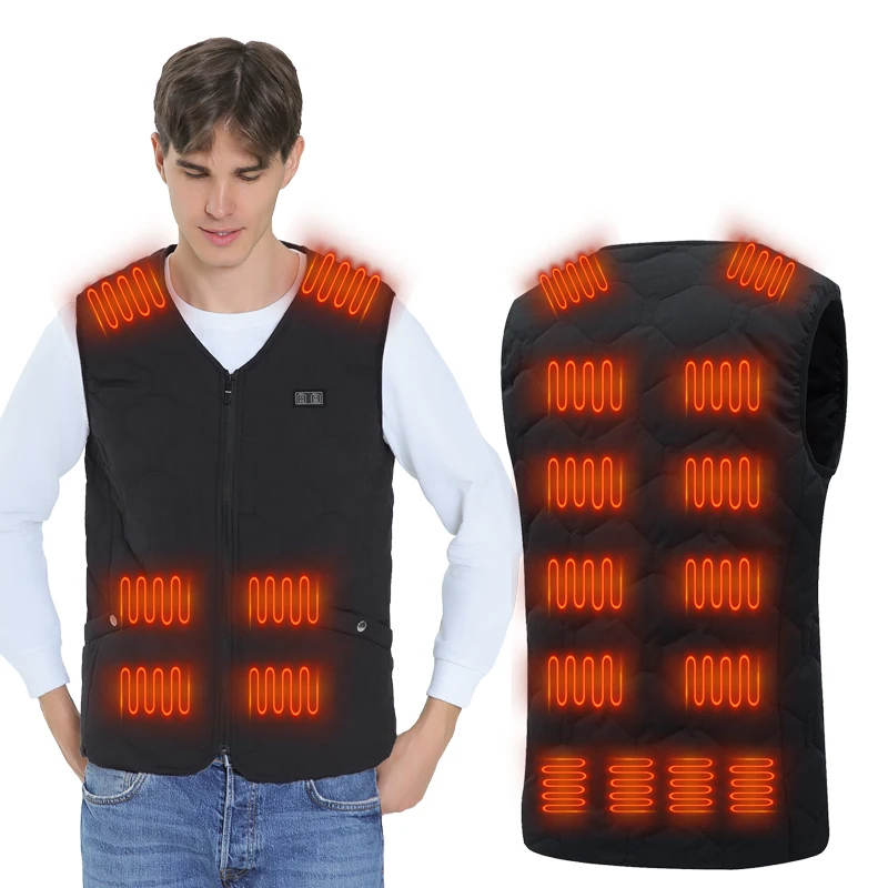 Men's Heated Vest 20-Zone Electric Thermal Fleece Liner Warm Resistant Unisex Cold Weather Wear【Power supply not included】