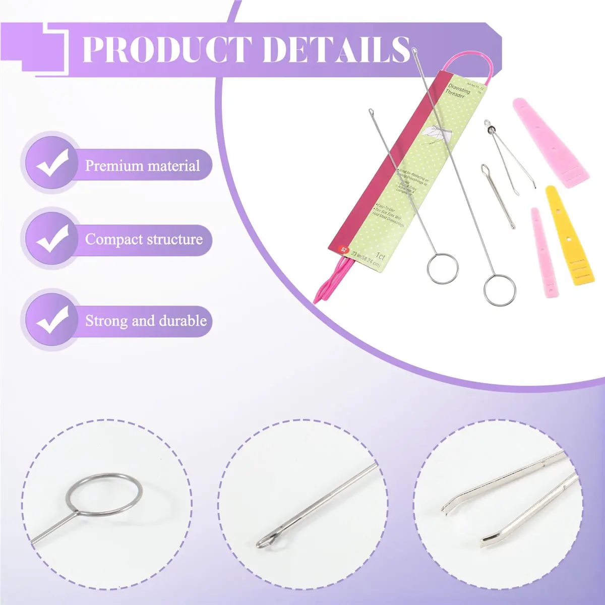 feelfeel 8 Pcs Flexible Drawstring Threader Tool Set Sewing Loop Turner for Jackets, Coats, Pants, Hoodies & Sweaters