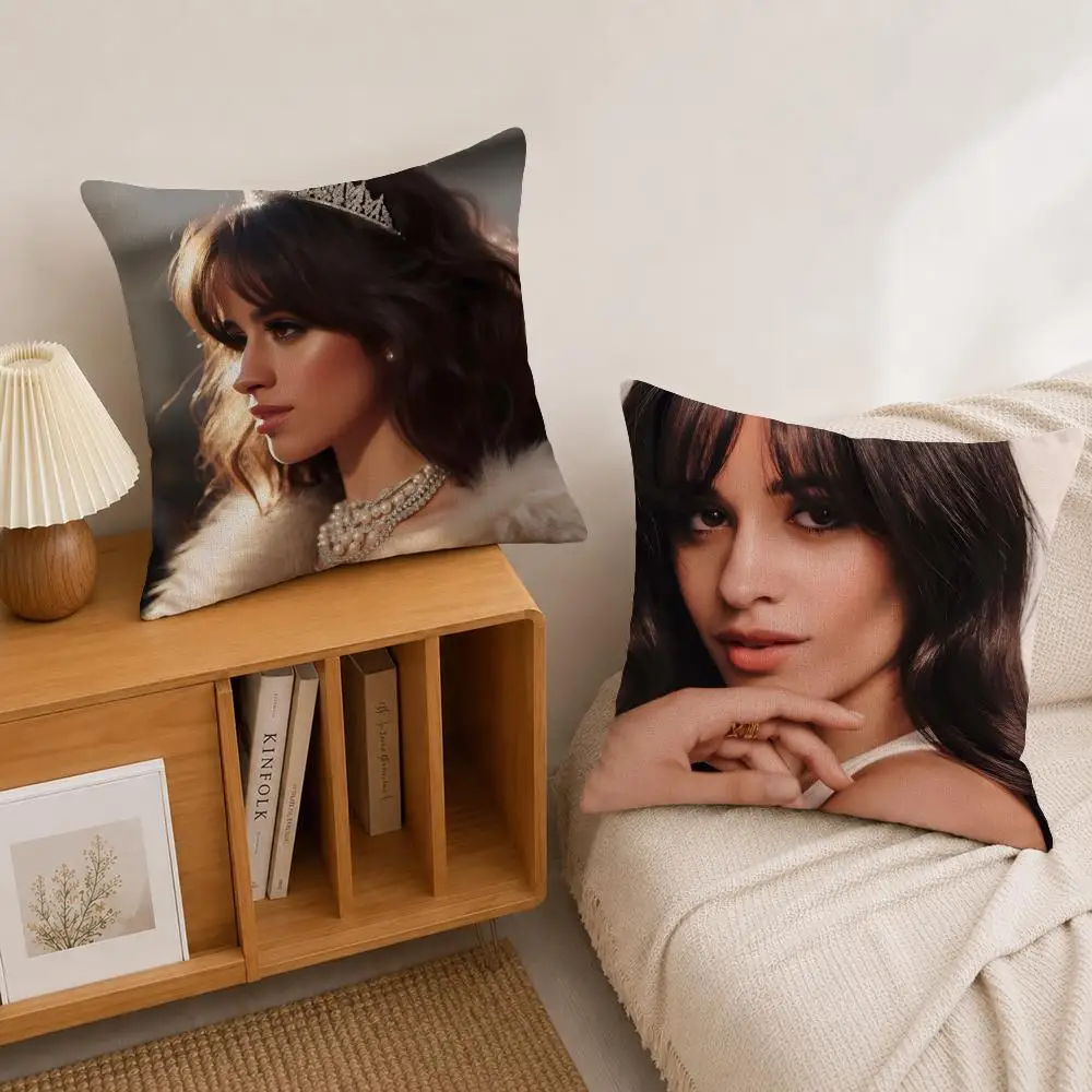 Singer Camila Cabello Cushion Cover Natural Linen Pillowcase Set, All-in-One Decor for Sofa, Bedroom & Chair