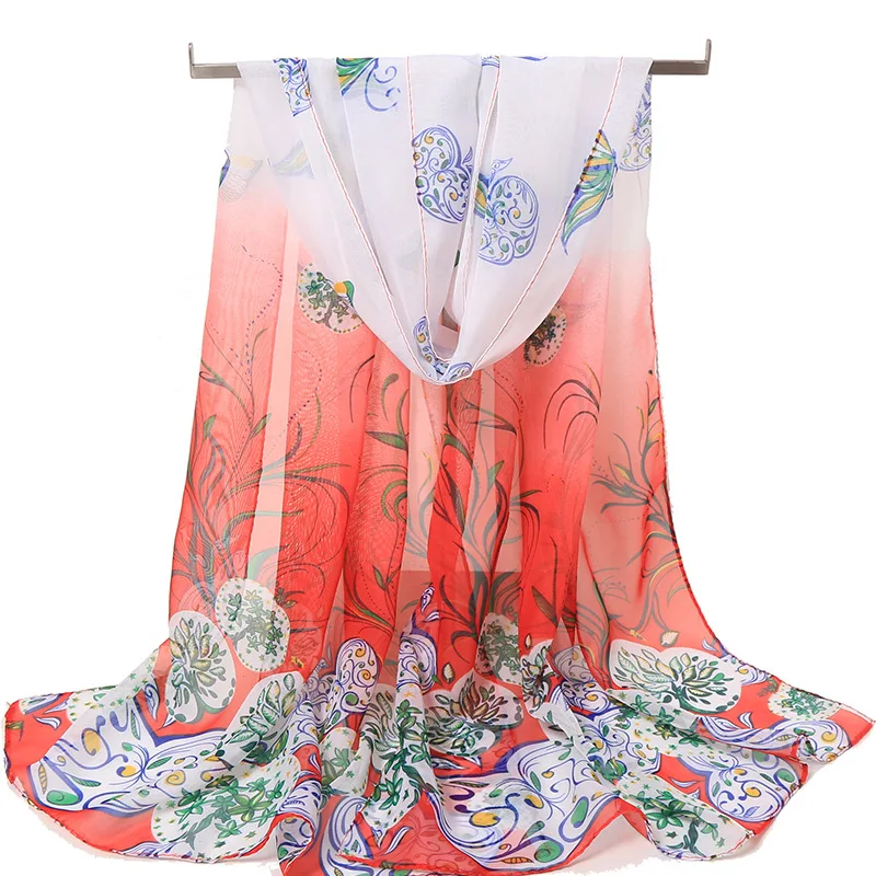 Verão lenço de proteção solar xale caju impressão chiffon feminino cachecol seaside viagem cape foulard senhoras lenço