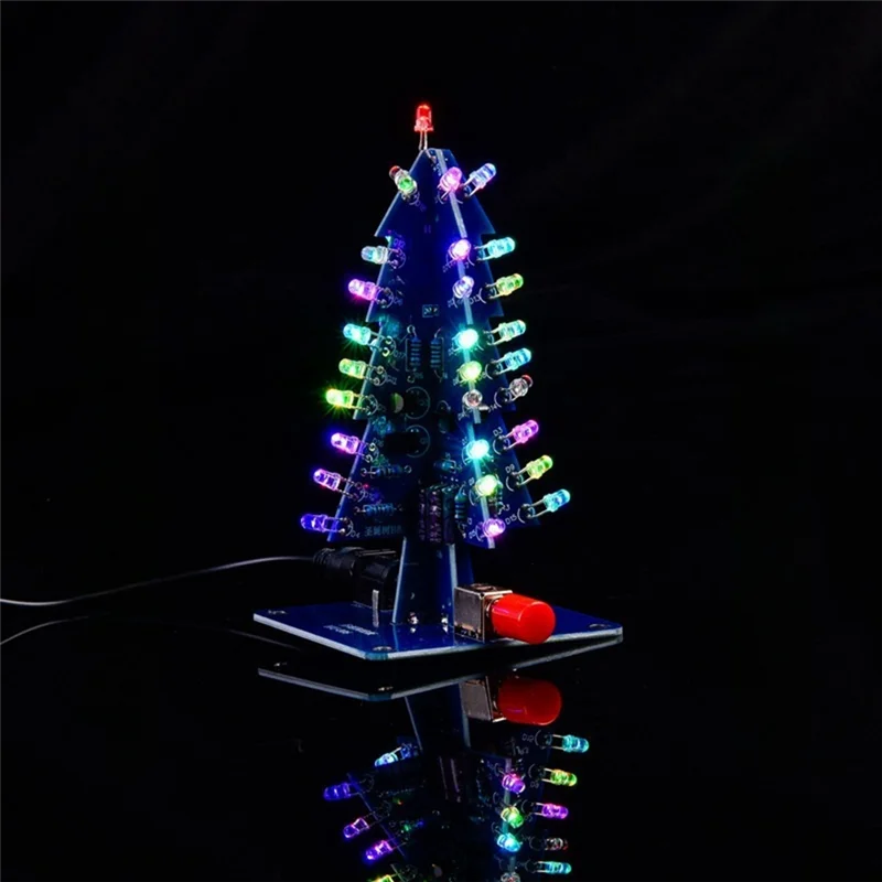 مجموعات شجرة عيد الميلاد DIY الملونة RGB LED شجرة عيد الميلاد العلوم الإلكترونية تجميع عدة لأشجار عيد الميلاد DIY B