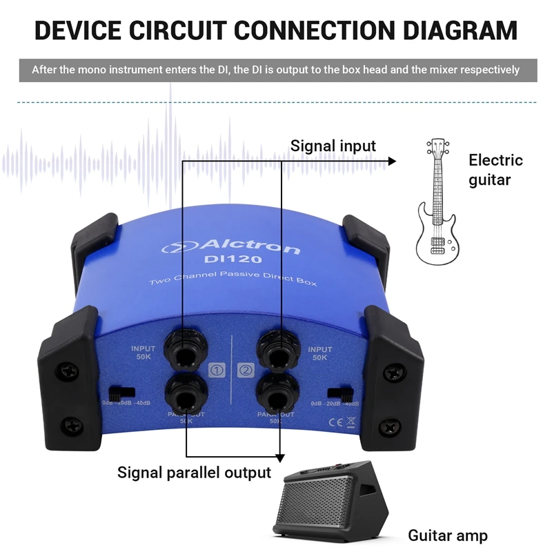 Alctron DI120 Two-Way Passive DI Box Impedance Converter DI BOX Stage Effect Device