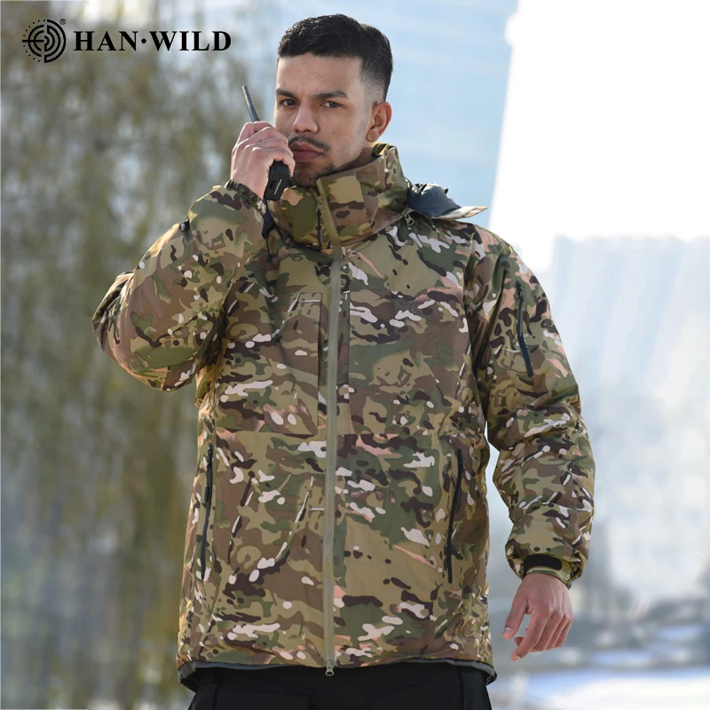 HAN WILD Duck Down Jackets Men Tactical Coat Warm Winter Camping Windbreaker Polar Thermal Jacket Camo Hiking Clothes Parka