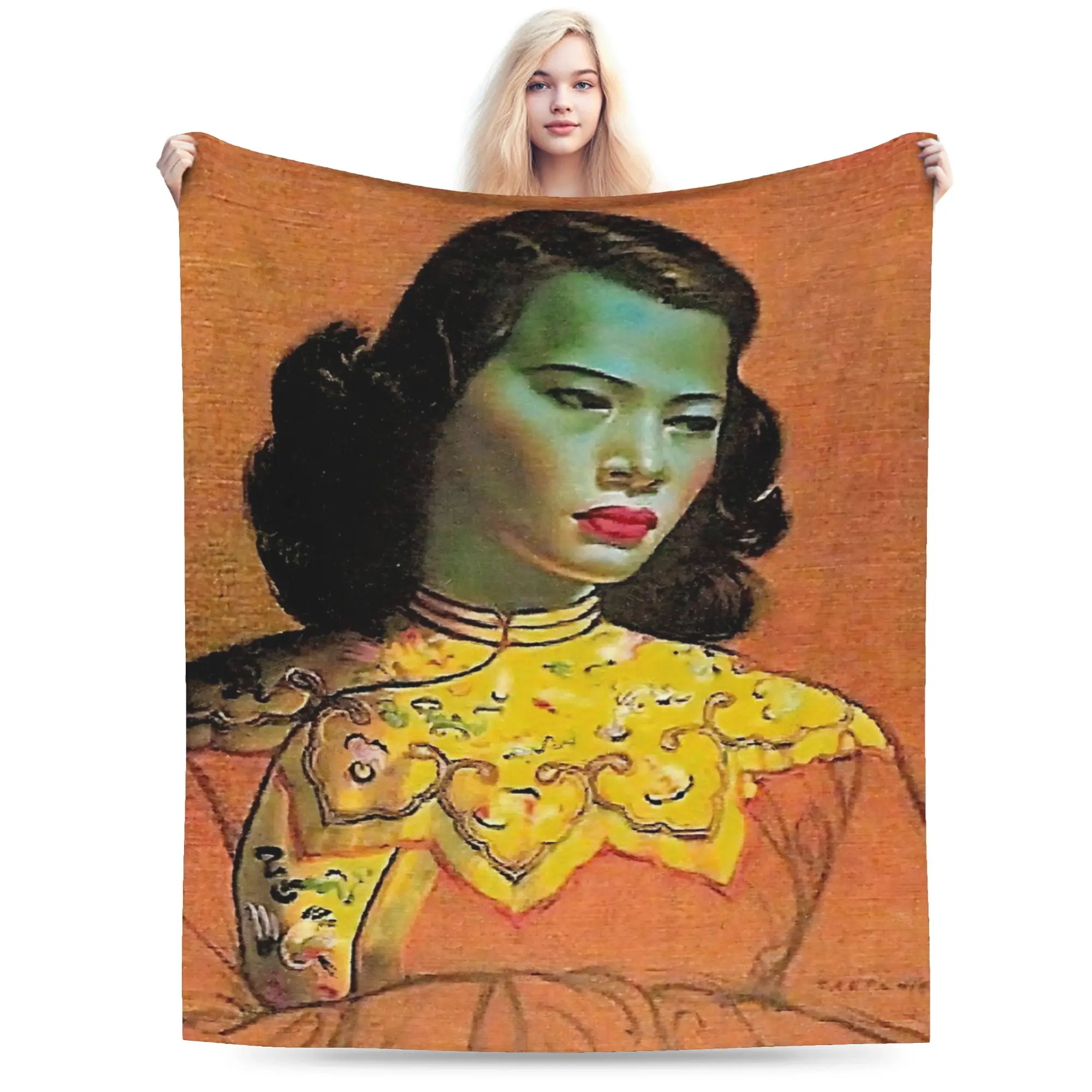 Miss Wong Vladimir Tretchikoff  Blanket Ultra-Soft Flannel Healing Gifts  Throw Blanket Quilt