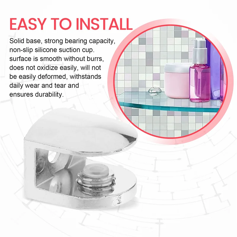 A68P-6 PCS Adjustable Glass Clamps 6 Mm Glass Bracket Zinc Alloy Glass Shelves Holder Glass Clip For Bathroom Kitchen