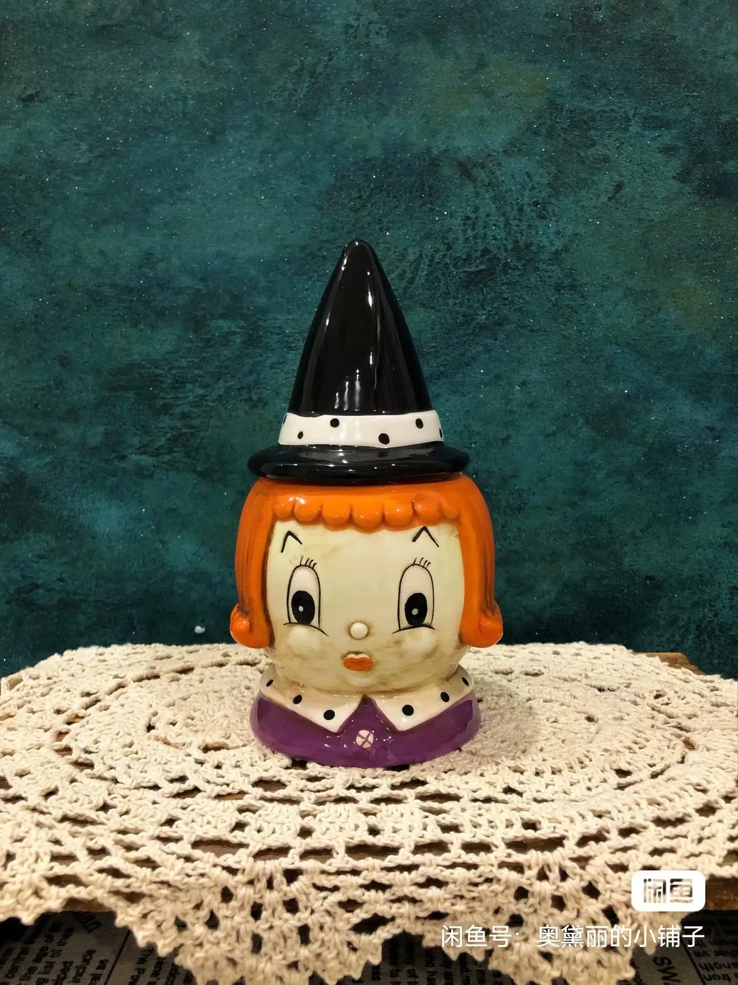 Cartoon Halloween All Saints' Day 3D Relief Handdrawn Ceramics Cake Candy Jar Storage Tank Teapot Tableware Household Dinnerware