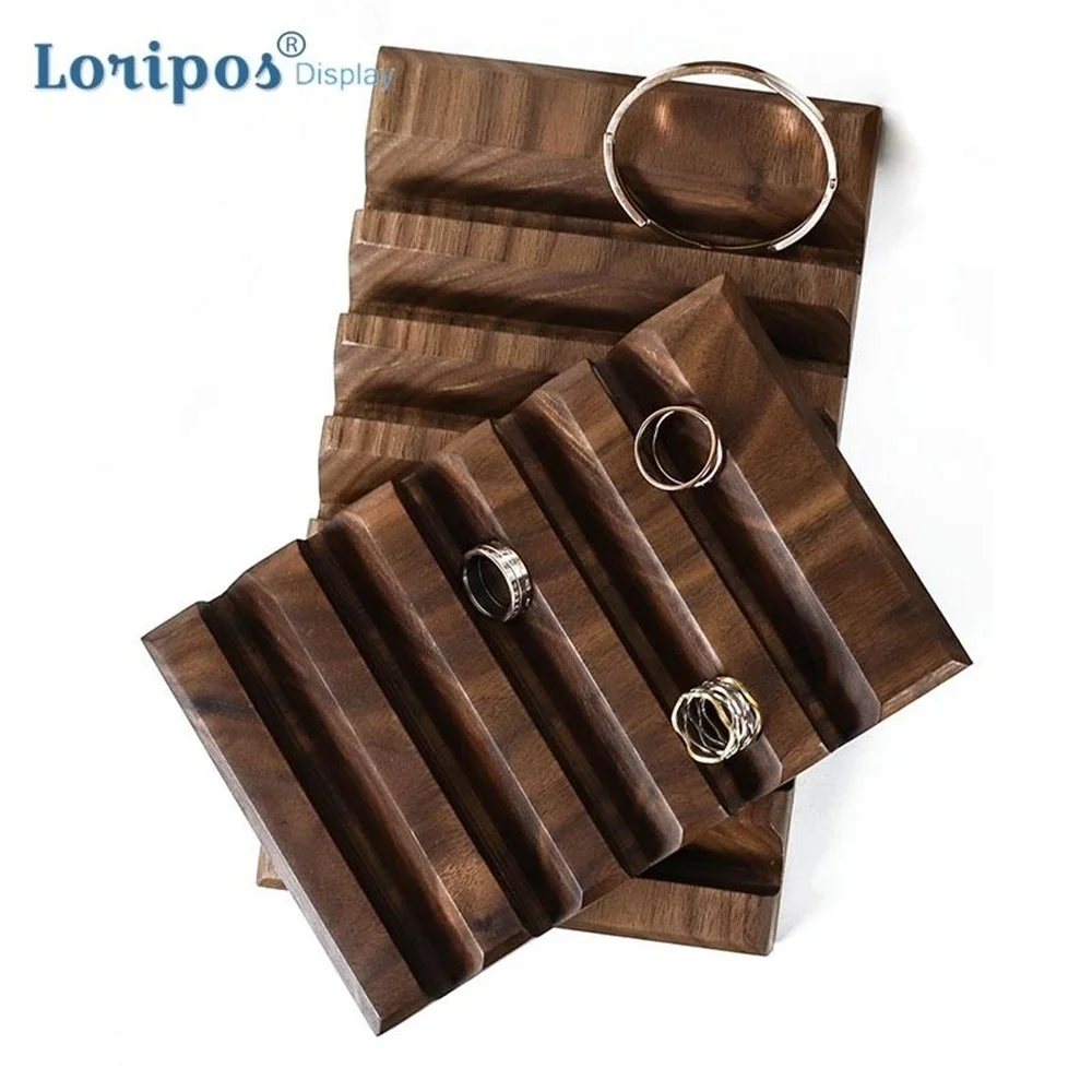 Estante de madera de nogal negro para exhibición de pulseras, tablón de exhibición de collares y paletas, soporte de madera para pendientes, soporte para joyería