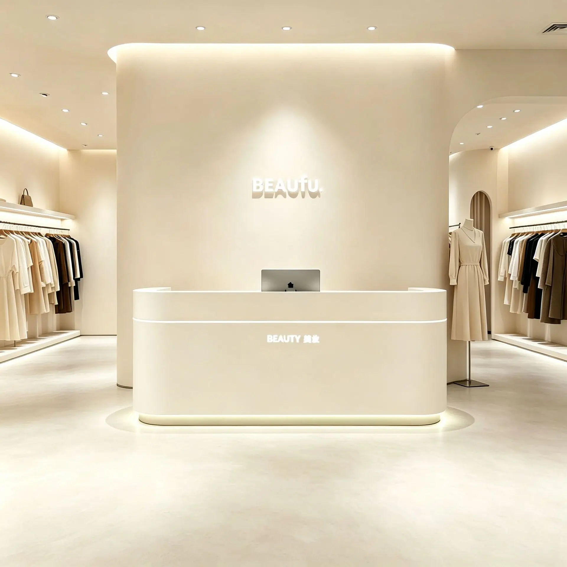 Minimalist modern cashier, fully furnished MDF front desk, reception desk, clothing store bar