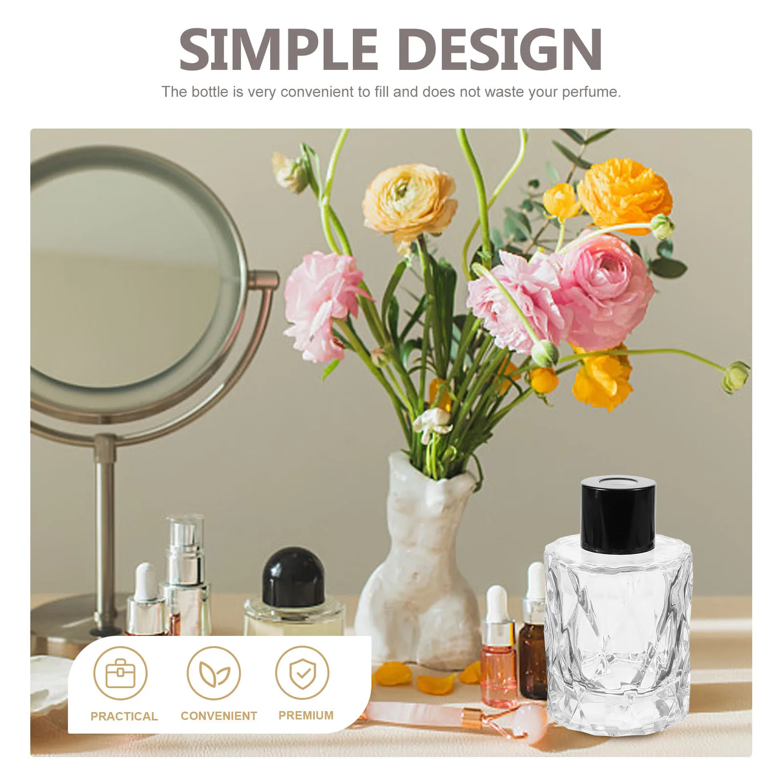 4 قطع من زجاجات الناشر الزجاجية القابلة لإعادة الملء، حاويات رائحة فارغة للمنزل وغرفة النوم وغرفة المعيشة والمكتب وعطور الزيوت العطرية #3