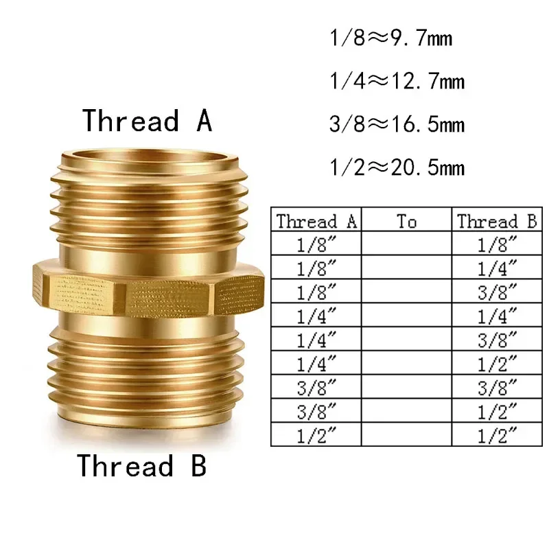 Raccords de couremplaçant en laiton hexagonaux, connecteur d\'adaptateur à filetage mâle, joint de réduction, raccord de tuyau d\'eau, d\'huile et de