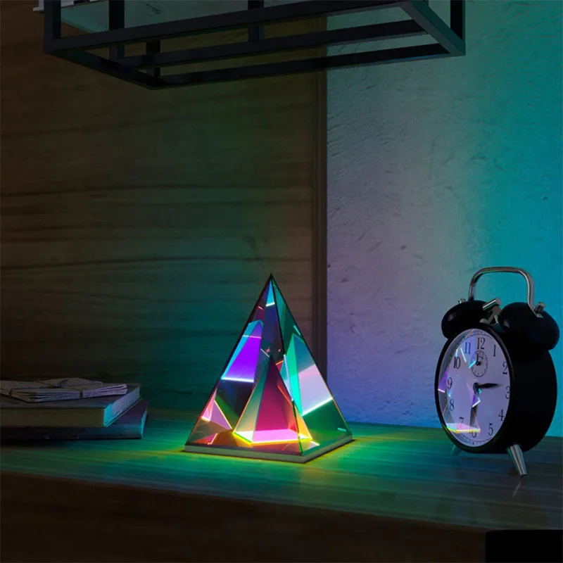 LED 3D Pyramid Cube Night Light USB Color Dimming Ambient Light Living Room Bedroom Bedside Decorative Table Lamp Birthday GifT