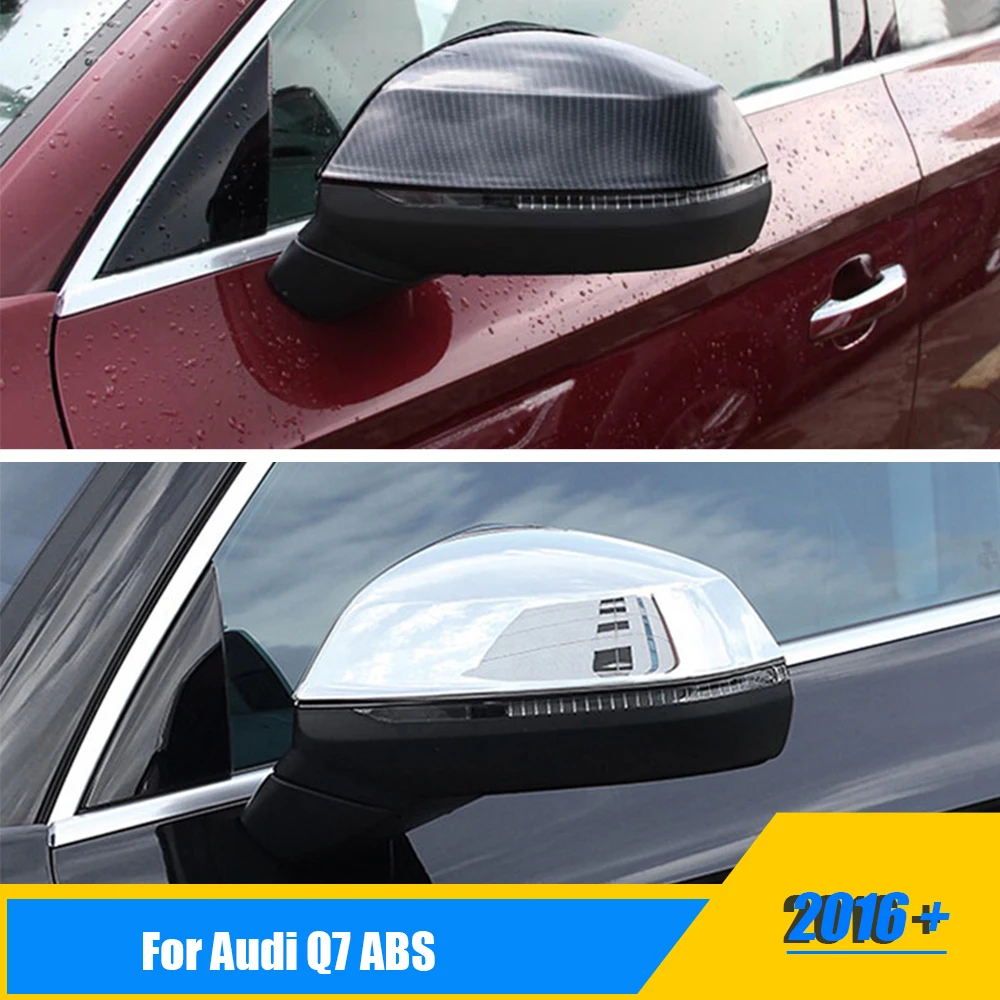 For Audi Q7 2016 2017 2018 ABS Chrome/Carbon fiber With Turning Light Car Side Door Rearview Mirror Decorative Cover Trim