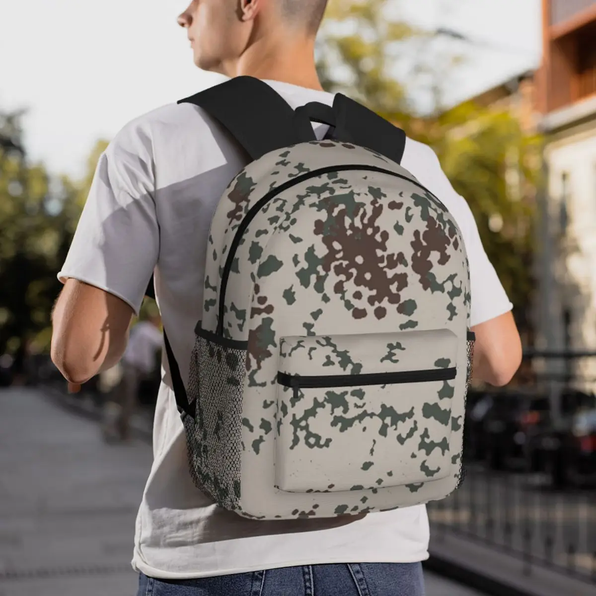 Splintertarn German WW2 Camouflage Army Military Camo Backpack Daypack Large Capacity Boys Girls BookBag School Bag Shoulder