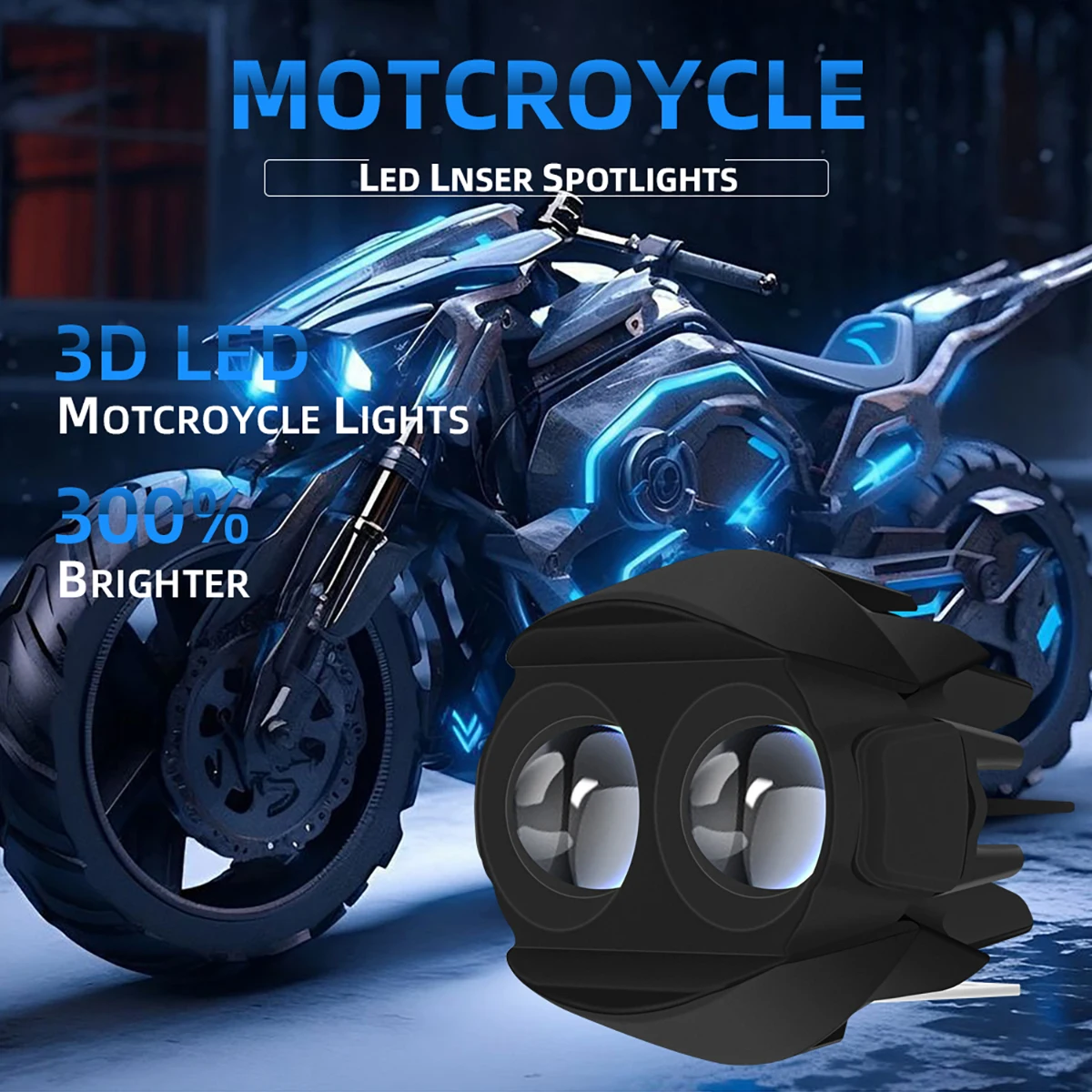 

1/2PCS 2Lens LED Laser Spotlight Dual Color High Low Beam Flashing Light External Auxiliary Headlight DRL Driving Light